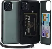 TORU CX PRO for iPhone 11 Pro Max Case Wallet | Protective Shockproof Heavy Duty Cover with Hidden Card Holder & Card Slot |Wrist Strap, Lightning Adapter Mirror Included - Green