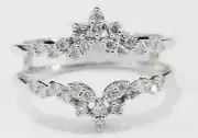 0.38CT Round Lab-Created Diamond Wedding Proposal Guard Ring 14k White Gold FN