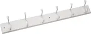 Brainerd RPLR6DJ-PWW-L1 27-Inch 6 Heavy Duty Coat and Hat Hook Rail/Rack, White and White