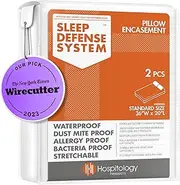 HOSPITOLOGY PRODUCTS Pillow Encasement- Zippered Bed Bug Dust Mite Proof Hypoallergenic - Sleep Defense System - Standard - Waterproof - Set of 2-20" H x 26" W