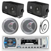 Pyle Black 6.5" Speakers, PLMRB29W USB Bluetooth Radio, 3.5" Speakers, Antenna