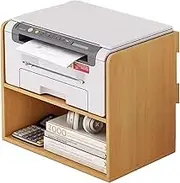 Printer Table Double Storage Shelf Multilevel Small Bookshelf Desktop Printer Shelves Office Put Copier Heightened Shelf Printer Cart(Yellow)