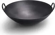24 inch Cast Iron Wok Chef's Pot High Capacity Cooking Pot with 2 Pot Ear (One Color,60cm)