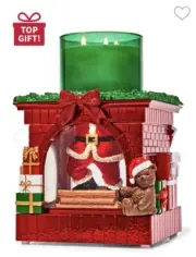 NEW 2024 RARE Bath Body Works Candle Holder Santa Light Up Fireplace Snow Globe