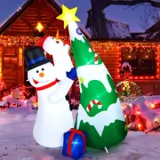 Snowman Christmas Tree Inflatable Outdoor Decoration LED Lights Blow Up Outdoor