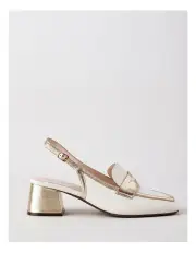 [Zazou] Leony Heeled Shoes in Cream/Gold Leather