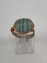 Handmade ~ Copper Wire Wrap ~ Glass Bead Ring ~ Size 6 #86