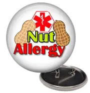 Medical Alert Nut Allergy 2 1/4" Pinback Button Pin Medical Allergy Alert Pin