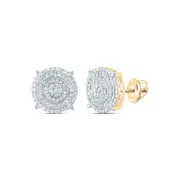 10K Yellow Gold Round Diamond Cluster Round Stud Earrings 1/2 CT.