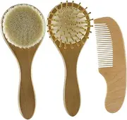 CIMAXIC Supplies Wool Brush Comb Set Gentle Care for Newborn Scalp Wooden Comb for Toddlers