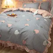 4pcs Lovely Single/Double Size Bed SheetQuilt Cover Plush Bedding WithPillowcase
