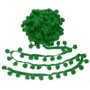 9 Yards Pom Pom Trim Ribbon, 1" Wide Dark Green Ball Fringe Trim for DIY