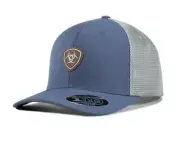 Ariat Mens Hat Baseball Cap Mesh Snap Patch Shield Logo Light Blue A300055013
