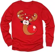 [Tstars] Cute Reindeer Boy/Girl Christmas Toddler/Kids Long Sleeve T-Shirt