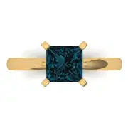 1.5 ct Princess Cut Topaz Gemstone Solitaire Ring Yellow Gold, Anniversary Gift