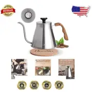 Elegant 37oz Gooseneck Kettle with Thermometer - Perfect for Pour Over Coffee