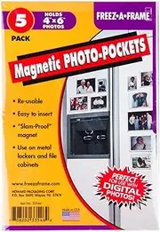 Clear Magnetic Photo Frames for Refrigerator 4" x 6" (Pack of 5), Freez-A-Frame