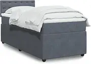 vidaxl Box Spring Single Bed Mattress Dark Grey Velvet Bedroom Furniture