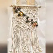 Macrame beaded floral wall hanging decor