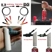 Portable Car AUTO Fuel Injector Flush Nozzle Cleaner Adapter Tool Battery Clip