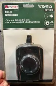 Outdoor Timer Utilitech 2- outlet Dawn to dusk or 4 intervals New #0154182