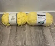 Lot Of 2 Yarn Skein YELLOW Yarn Bee Soft & Sleek & Loops & Threads Impeccable