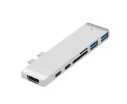 Dual Type-c USB C MacBook Pro Laptop Docking Stations To HDMI TF SD Card Reader HUB Docking Station 4K Support 2018 Mac Air - Silver