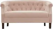 Priceworth Judy Velvet 2-Seater Sofa, Luxurious Couch, Modern and Elegant Bedroom and Living Room Furniture, Fitted with High-Quality Foam Padding, Comfortable, Durable, 74 H x 145 W x 77 D CM, Pink