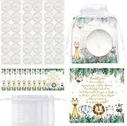 MTLEE 60 Sets Baby Shower Party Favors for Guests Baby Shower Gifts Tea Lights Candles with Thank Tags and Return Gift Bags for Boys Girls Birthday Gender Reveal Party Supplies(White,Animal)