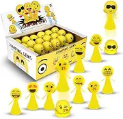 Liberty Imports Jumping Emoji Popper Spring Launchers Toy Bouncy Ball Party Favors Supplies (24 Pieces)