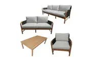 Divano Denpasar 1+2+3 Seater Outdoor Sofa Lounge Chair Coffee Table Set Solid Acacia Natural
