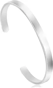 [Joycuff] Blank Cuff Bracelet Stainless Steel Jewelry Minimalist Simple Open Bangle Silver