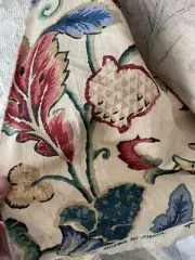 Vtg 6 yds WAVERLY Fabric Deerfield parchment Cotton print Drapery 231"