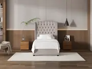 My Style Winged Headboard & Slimline Base - King Single / Haze / Standard Base