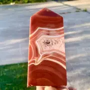 1.17LB Natural red agate crystal pillar quartz Obelisk mineral healing specimen