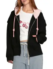 [Belle & Bloom] No Ordinary Love Zip Hoodie in Black