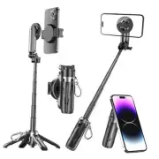 Magnetic Tripod for Phone with Remote Control, Extendable Selfie Stick Handle