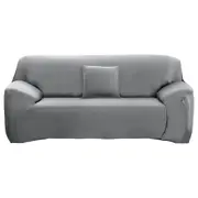 2-Seater Sofa Cover Stretch Set: Lounge Couch & Cushion Protector (Grey)