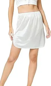 [GYS] Women's Anti Static Half Slip, Double Slit - 18'' - White, Small