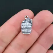 12 Wine Barrel Charms Antique Silver Tone - SC3477