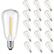 15 Pack Dimmable Edison Light Bulb Warm White 0.6 watt E12 Base Pack of 15