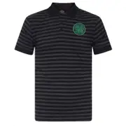 Celtic FC Mens Polo Shirt Striped Marl Yarn Dye OFFICIAL Football Gift Black/Grey Large
