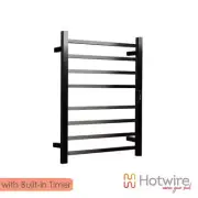 Hotwire Heated Towel Rack with Timer - Square Bars - 700mm Wide - Gun Metal Grey
