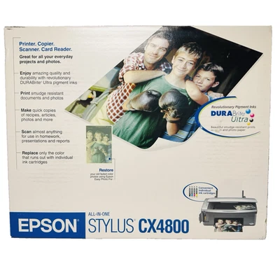 Epson Stylus CX4800 All-in-One Color Inkjet Printer Print Copy Scan Card Reader
