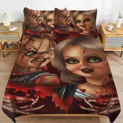 a1394 Bride of Chucky Duvet Cover Set, 3 Piece Bedding Set 86x70" Double Sided Printing Decorative Comforter Cover Set (1 Duvet Cover + 2 Pillow Shams