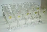 15 New Capri 24 % Lead Crystal Cordial Etched Glasses