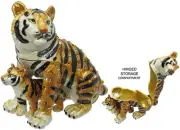 RUCINNI Tiger & Cub Jeweled Trinket Box