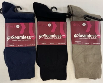 Go Seamless Dress Socks for Diabetes Arthritis and Sensitive Feet (3 PACK)