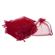 100pcs Organza Bags 4x5 Inch Drawstring Favor Pouches Sheer Mesh Bag Wine Red