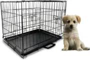 24" Small Dog Kennel Collapsible Metal Crate Pet Puppy Cat Rabbit Cage